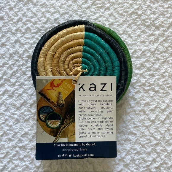KAZI Other - NWT Globe In KAZI Raffia Drink Coasters Artisan-Made Set of 4